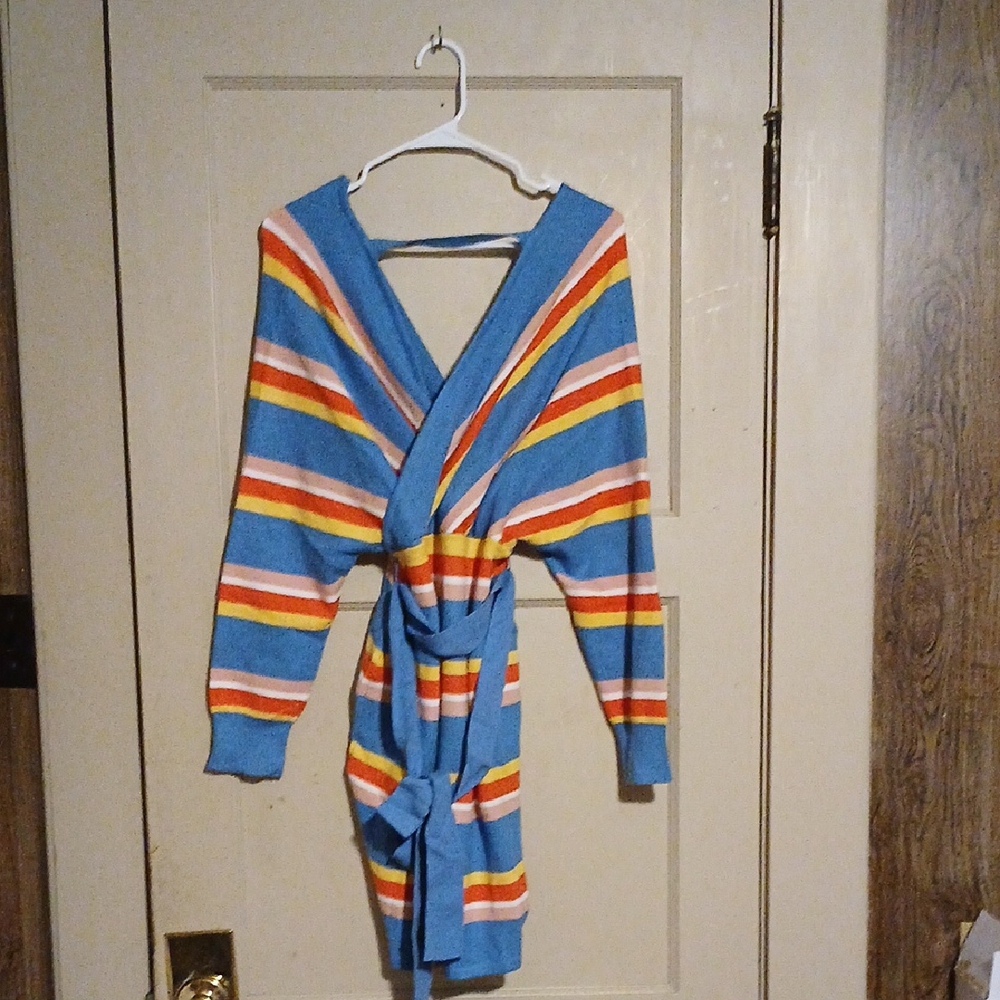 Colorful Striped Wrap Dress